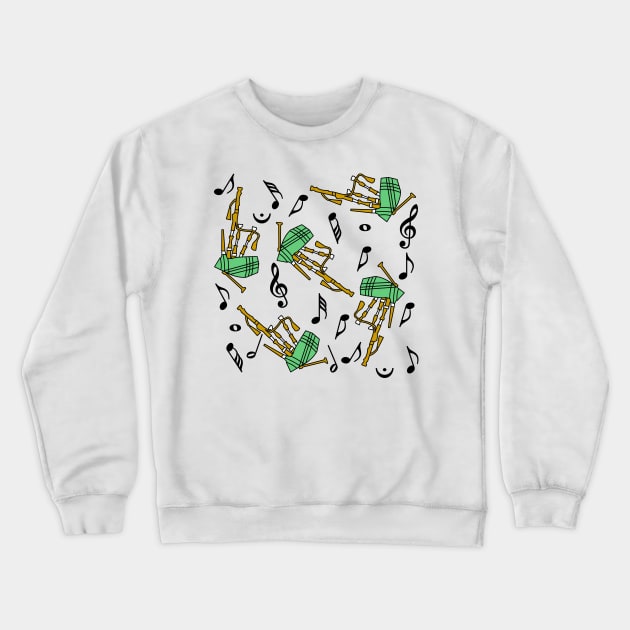 Bagpipes Black Music Note Pattern Crewneck Sweatshirt by Barthol Graphics